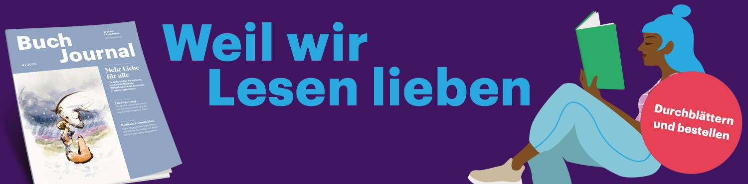 Bild mit lesender Person, Abbildung einer Zeitschrift, Text: Weil wir lesen lieben
